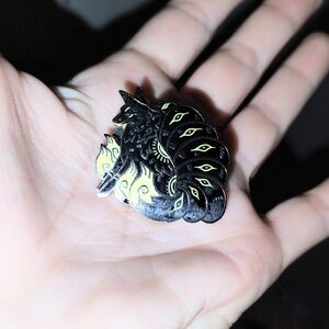 Black Gold Wolf Whimsical Design Enamel Pin